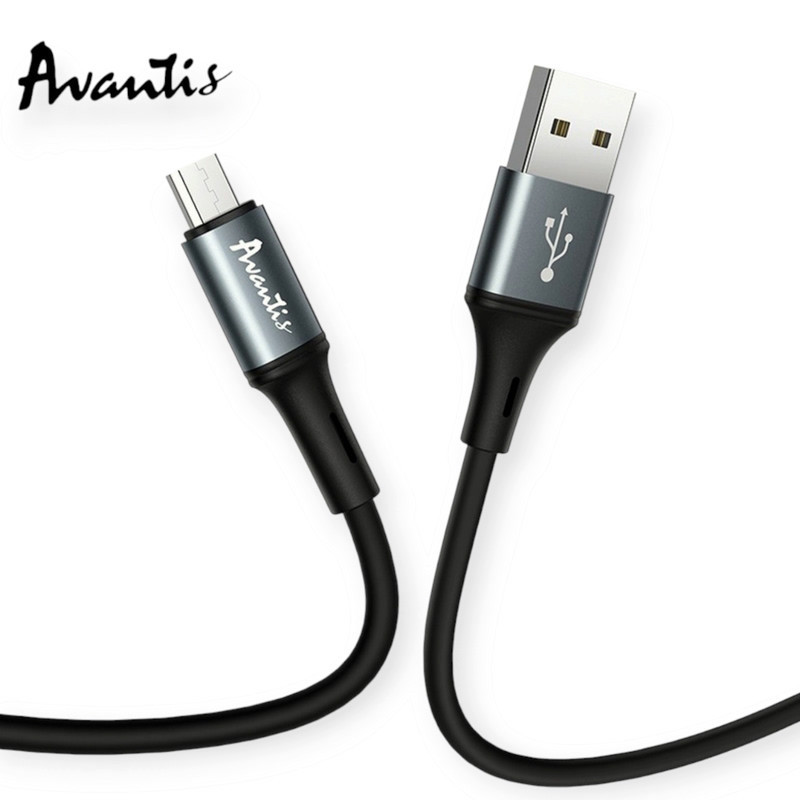 Кабель для зарядки Avantis USB - Micro USB, 1.2м, 2.4А черный, круглый силиконовая оплетка♥ Мукачево - изображение 2