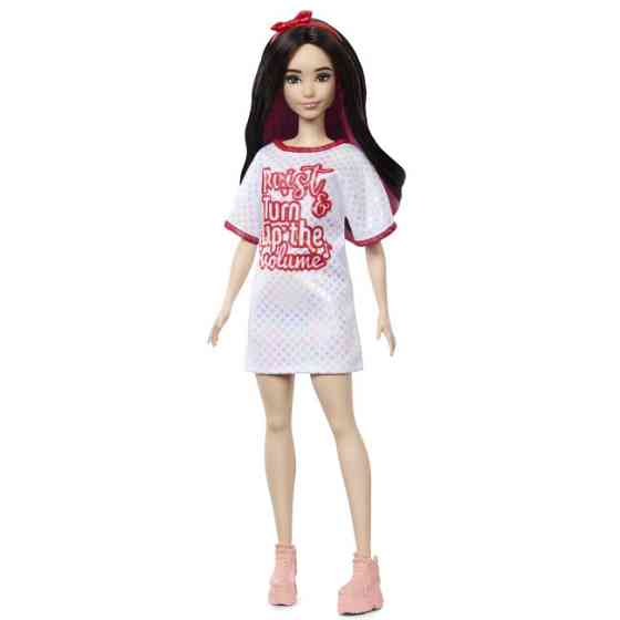 Лялька Barbie Fashionistas у білій сукні-футболці з блискучими деталями (HRH12) Чернігів