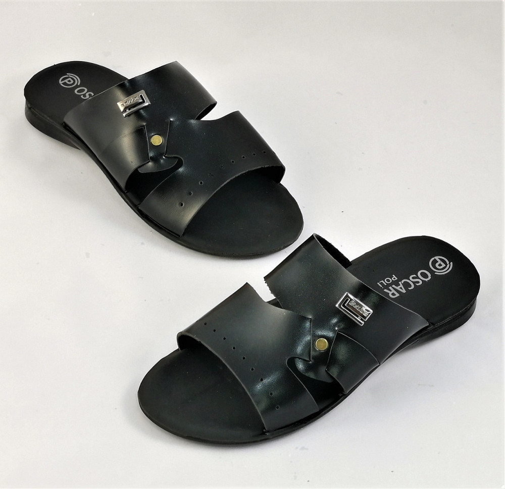 Мужские Шлёпанцы Тапочки Сланцы Чёрные Кожаные (размеры: 41,42,43,44,45) Днепр - изображение 6