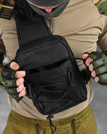 Сумка-слинг тактическая с одной лямкой SILVER KNIGHT  black  ВТ6747 Одесса - изображение 7
