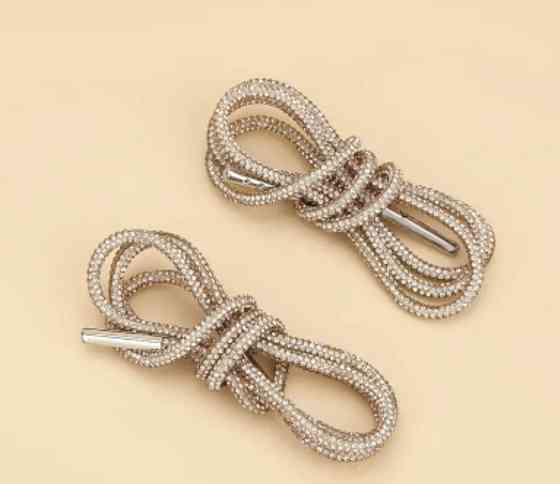 Шнурки со стразами 2 шт Золотистый 90 см Смела