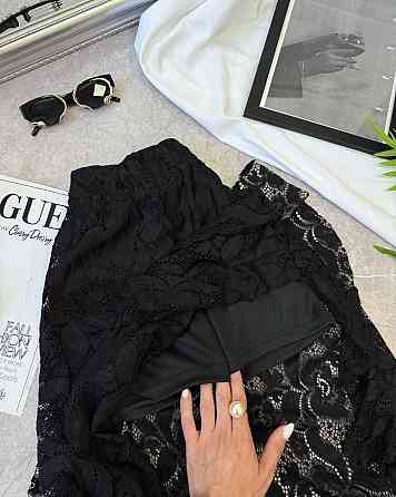 Жіноча трендова гіпюрова спідниця із шортами гіпюр (мереживо) Чорний, 42/44 Одеса