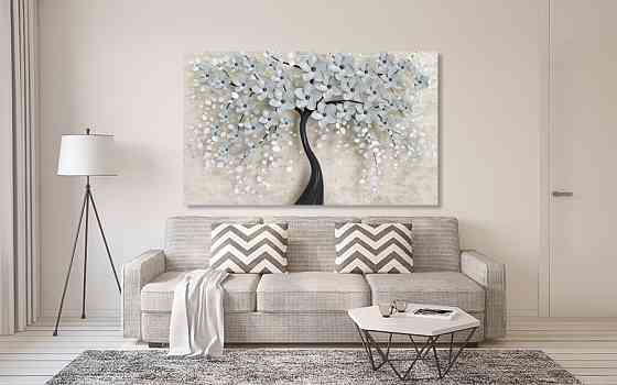 Картина полотно у вітальню / спальню    Дерево в квітах    MLP_206   ( 60х30см ) 90х180см Київ
