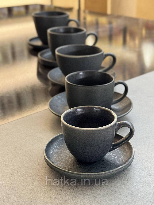 Набір чашок 6 ч/6 бл еспресо чорний Olens "Шайні-дот" 110 мл кераміка 101-0408 для дому та ресторану Київ - фото 4