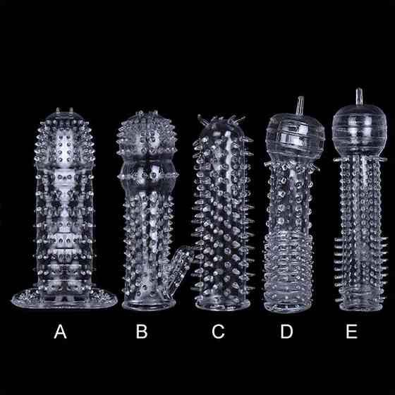 Набор рельефных эластичных насадок на пенис 5 штук Винница