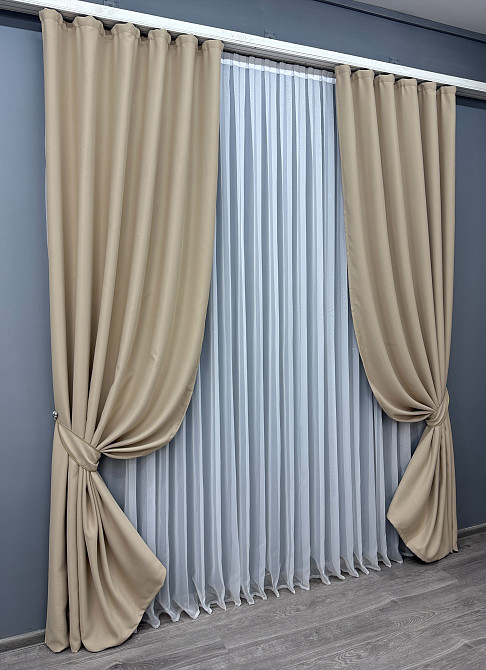 Комплект готових штор VR-Textil Bagema Rvs № 1545ш Бежевий 150х270 см 2 шт (33-0417) Київ - фото 3