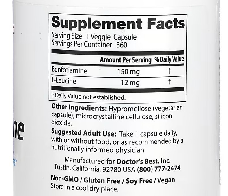 Бенфотиамин, Benfotiamine, Doctor's Best, 150 мг, 120 капсул Киев - изображение 4