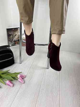 Женские черевики 95 бордовые замша натуральная высота каблука 9см размеры 36р 37р (1215) Коломия