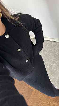 Женский теплый элегантный костюм двойка: кофта + юбка миди плотная двойная ангора Черный, 46/48 Одесса