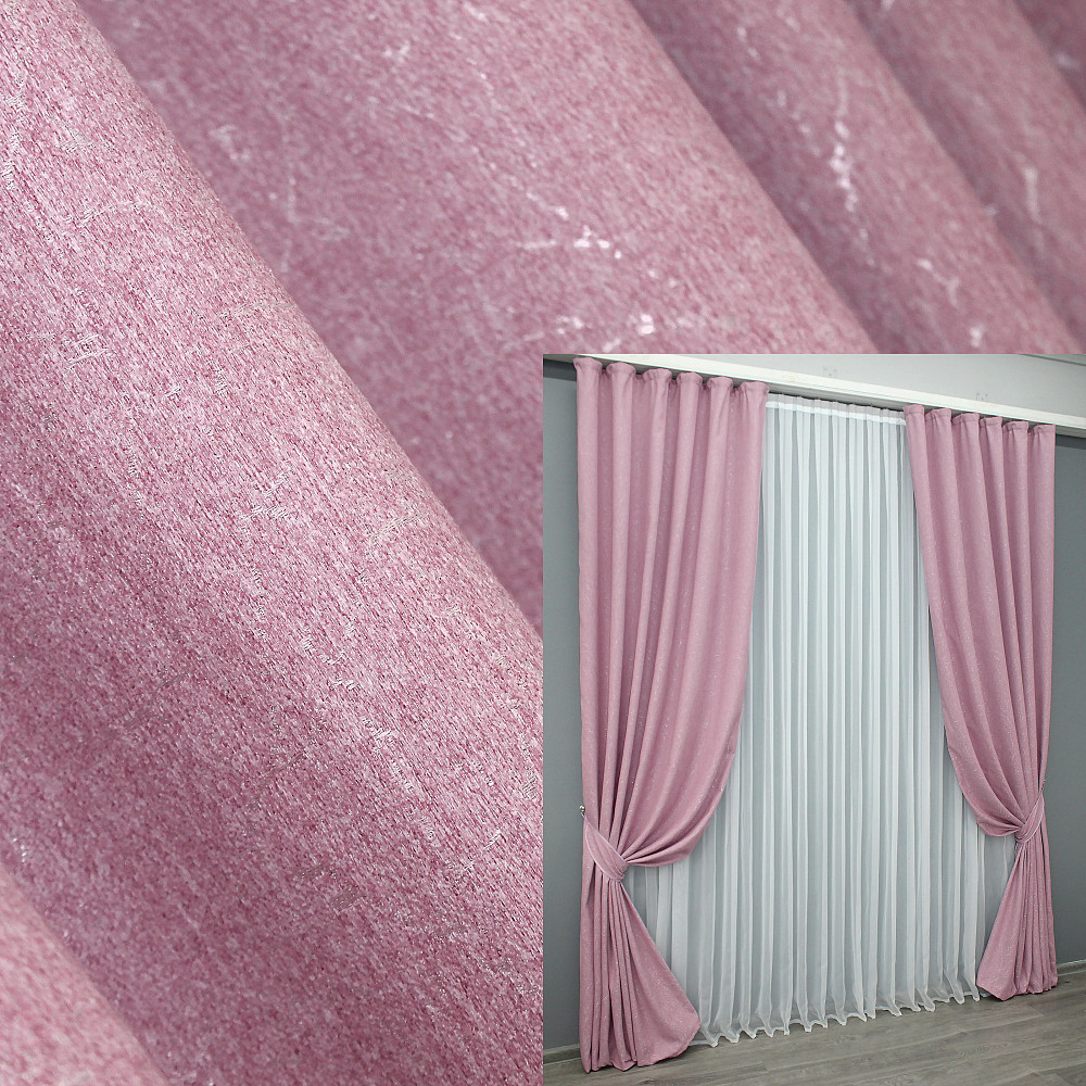 Комплект готових штор VR-Textil Льон № 1345ш Рожевий 150х270 см 2 шт (33-0296) Київ - фото 1