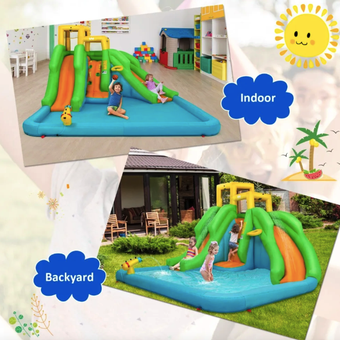 Надувний Аквапарк Costway Merlin з двома гірками (без вентилятора) Київ - фото 5