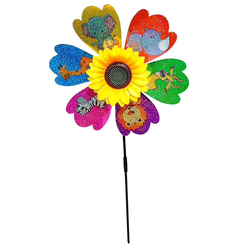 Дитячий вітрячок "Тварини" МR 1225-3 квітка діаметром 28 см, паличка 48 см Вінниця - фото 1