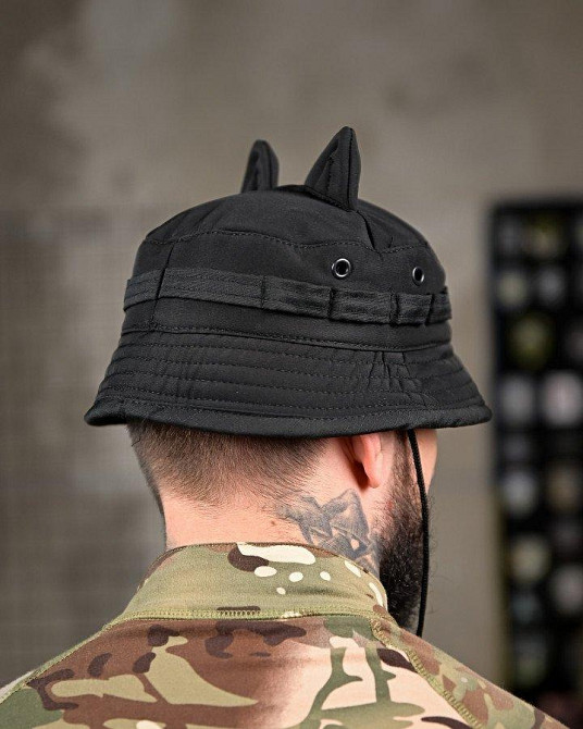 Тактична панама софтшел вушка чорна ПП8009 Одеса - фото 3