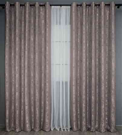 Комплект штор на люверсах VR-Textil Жаккард Sultan YL № 1210ш Серо-пудровый 150х250 см 2 шт (37-0057) Киев