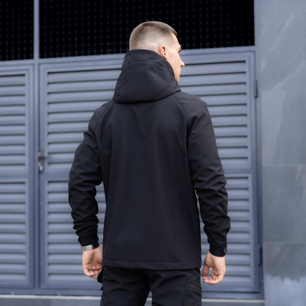 Чоловіча куртка soft shell Pobedov Matrix софтшелл Куртка демісезонна з капюшоном осінь весна чорна Одеса - фото 4