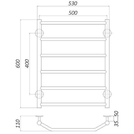 Сушарка для рушників UNIO LT W 600-500-6 Драбинка Трапеція вода Київ