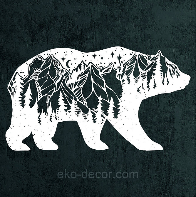 Декоративное настенное Панно «Медведь» Декор на стену 70*40 см, Белый Киев - изображение 6
