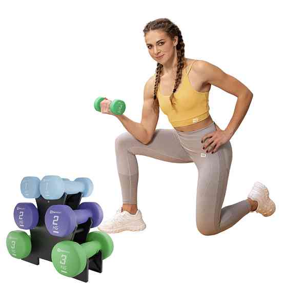 Комплект фитнес гантелей HS-V120DRS 12 кг с подставкой для занятий спортом и фитнесом дома и в зале Киев