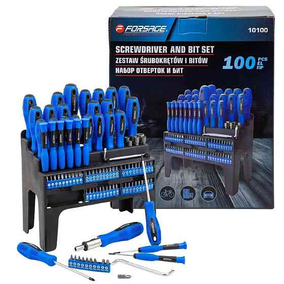 Набір викруток і біт 100 предметів, на пластиковому стенді Forsage F-10100 Одеса
