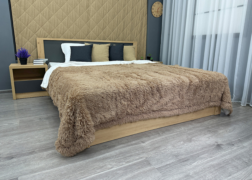 Плед-покривало 200х230 см (+-10см) Травка на овчині колір какао з білим (87-216) Київ - фото 4