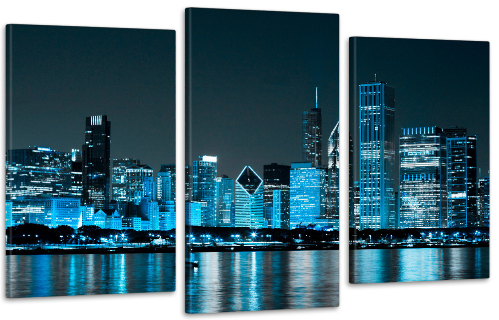 Модульная картина в гостиную / спальню Місто в голубих  тонах Art-741_3 70x130 см Киев - изображение 1