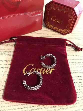 Cartier сережки кільця з зубчиками покриття біле золото Одеса