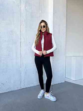 Жіноча тепла жилетка на блискавці плащівка емі на силіконі Бургунді, 42/44 Одеса