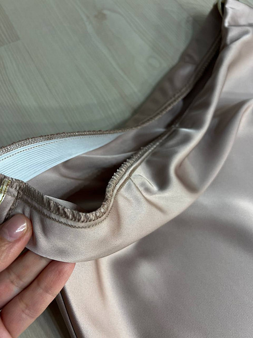 Юбка женская Gritana 230 атласная королевский шелк с разрезом на резинке бежевая, бежевый, S Киев - изображение 19