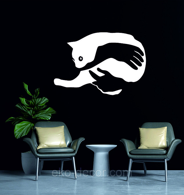 Декоративное настенное Панно  «Кот-руки» Декор на стену 70*47 см, Белый Киев - изображение 3