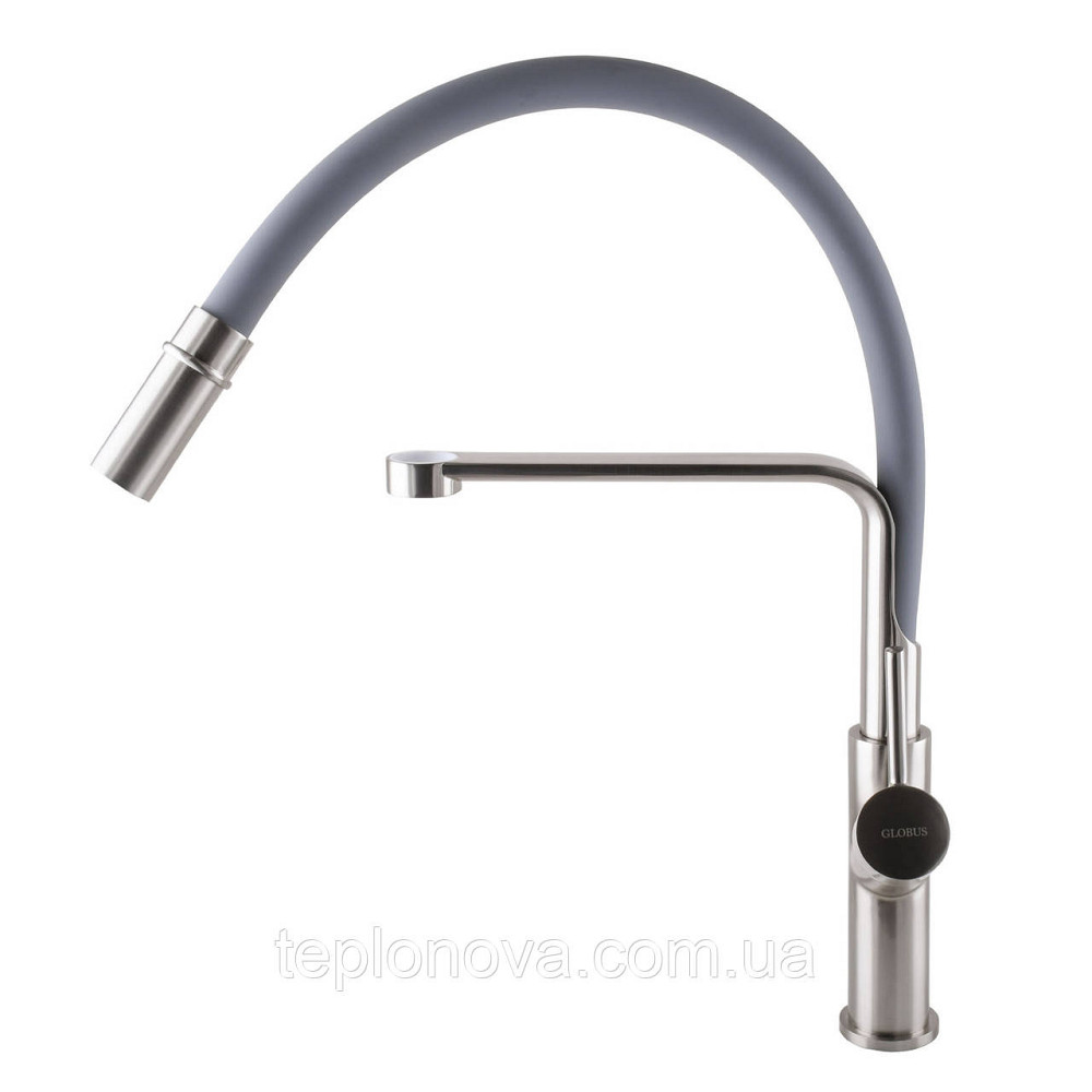 Змішувач для кухні Globus Lux DENVER Flex GDF-32-08-02 Сталь-Сірий Гофроїзлив, латунь Чернівці - фото 6