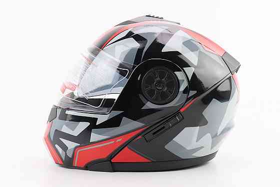 Шолом модуляр, закритий з відкидним підборіддям+відкидні окуляри BLD-159 М (57-58см), ЧОРНО-ЧЕРВОНИЙ Киев