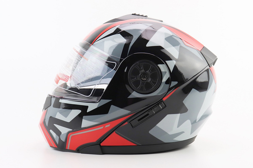 Шолом модуляр, закритий з відкидним підборіддям+відкидні окуляри BLD-159 М (57-58см), ЧОРНО-ЧЕРВОНИЙ Киев - изображение 4