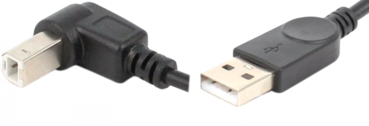 Кабель USB 2.0 AM-BM, 1.0 м, на верх 90° чорний Вінниця - фото 1