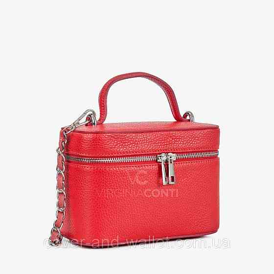 Стильна жіноча шкіряна сумочка червоного кольору квадратної форми Virginia Conti 04022 Київ