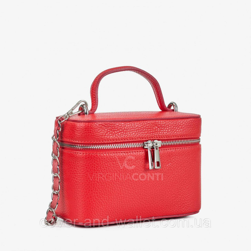 Стильна жіноча шкіряна сумочка червоного кольору квадратної форми Virginia Conti 04022 Київ - фото 1
