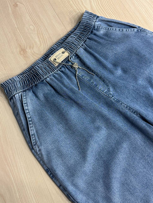 Джинси жіночі Yingguoxiang 36-2 палаццо тенсель тонкі на резинці сині, синій, 30, 30, 83 см, 110 см Київ - фото 5