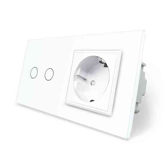 Сенсорний диммер 2 сенсори 1 розетка Livolo білий скло (VL-FCD2/TC-4WP) Коломия