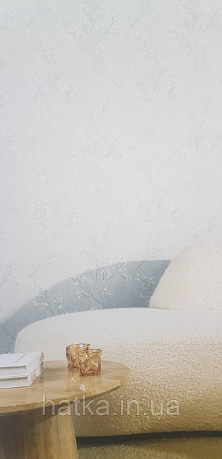 Шпалери вінілові на флізеліні Grandeco Anita 1,06х10 гілки квіти екостиль сірі Київ - фото 1
