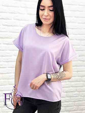 Літня блузка футболка вільного крою "Moment" оптом | Норма і батал 46-48, Лавандовий Київ