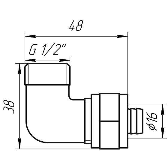 Кутник із зовнішньою різьбою APE ITALY 753 L 1/2″х16 Луцк