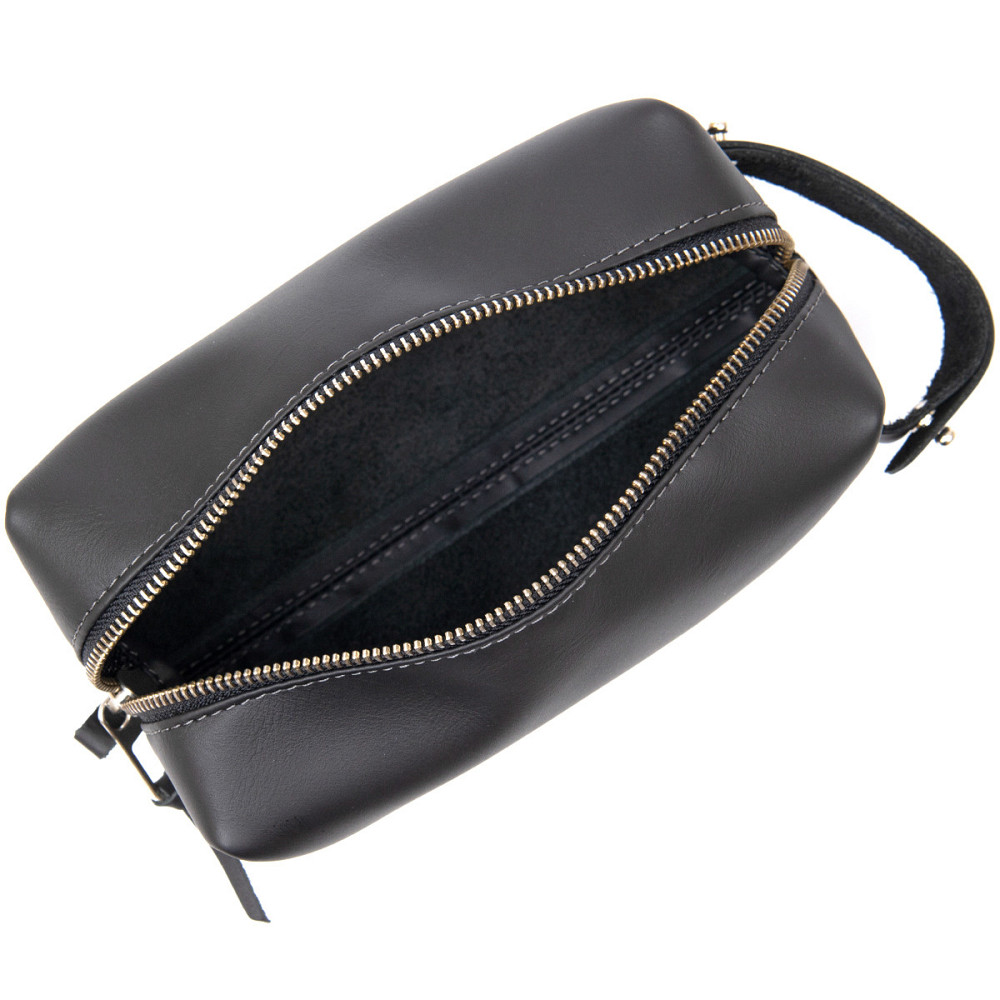 Матовий чоловічий шкіряний несесер Чорний (GRANDE PELLE) Київ - фото 10