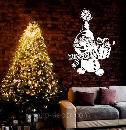 Декоративное настенное Панно «Снеговик», Декор на стену 110*77 см, Белый Киев