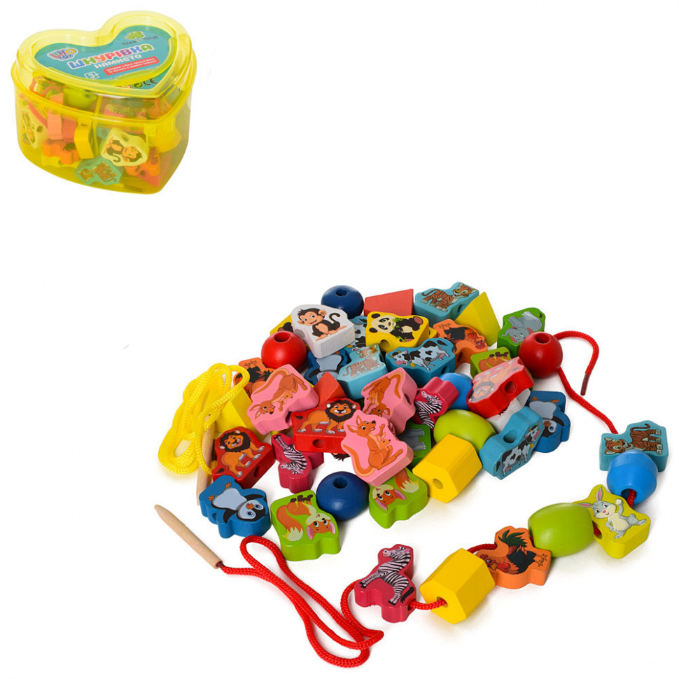 Развивающая игрушка Шнуровка бусы MD 0344 в банке Винница - изображение 2