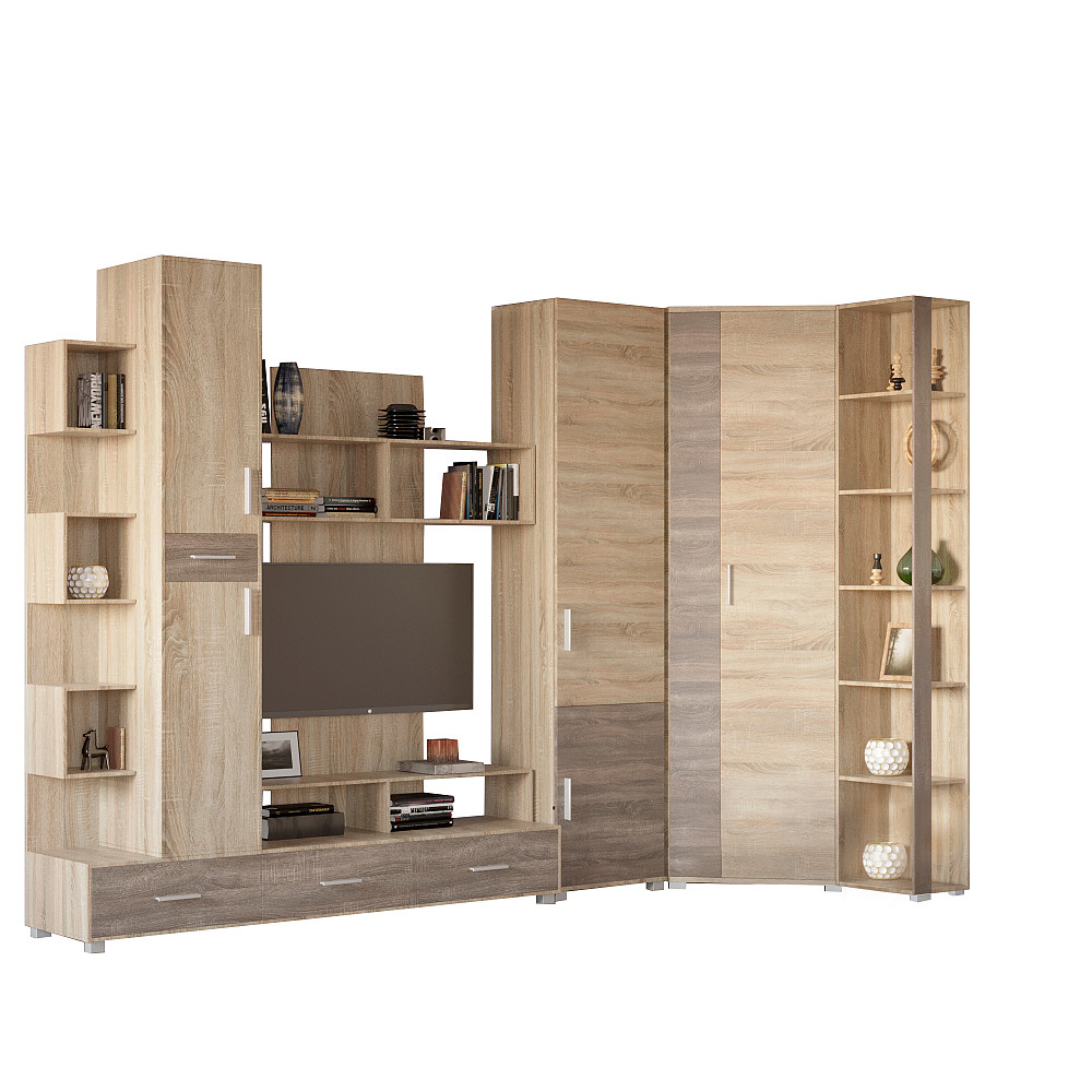 Стінка Еверест Бриз + Пенал 15 + Кутова шафа ШКУ-14 + Пенал 18 сонома+трюфель (DTM-2244) Дніпро - фото 2