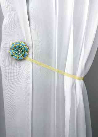 Магніти для штор і гардин Квітка набір 2 шт Блакитний з золотистим (81-309) Київ