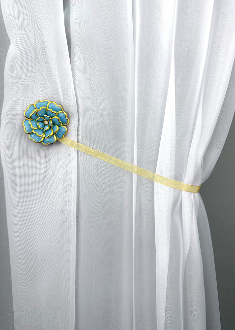 Магниты для штор и гардин Цветок набор 2 шт Голубой с золотистым (81-309) Киев - изображение 4