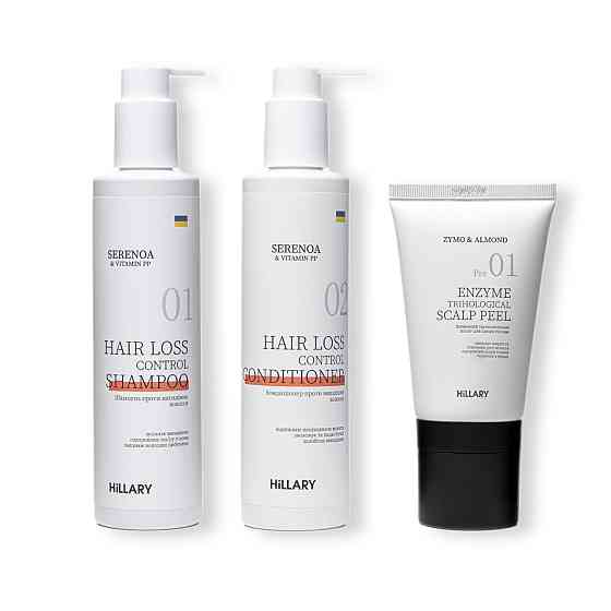 Ензимний пілінг для шкіри голови + Комплекс проти випадіння волосся Hillary Serenoa & РР Hair Loss Control Київ