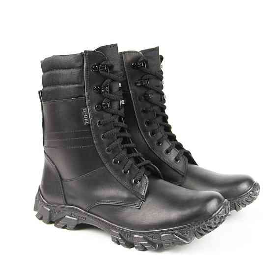 Чоловічі військові шкіряні демісезонні берці Спринт чорні, міцні тактичні берці прошити та проклеєні Львів