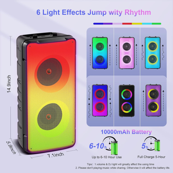 Bluetooth-колонка TAMPROAD A67 80 Вт, 60 Вт RMS, TWS, FM-радіо, RGB-підсвітка, акумулятор 10000 мА·год Київ