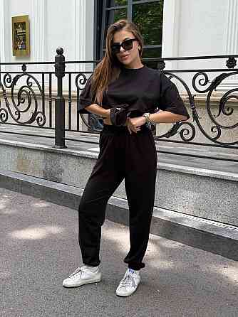 Спортивный костюм женский футболка и штаны джогеры Черный M-L Харьков